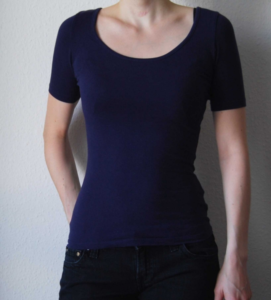 Louche Top Shirt lila rückenfrei schleife bow