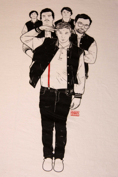 Bandshirt Kraftklub in weiß mit schwarzem Aufdruck