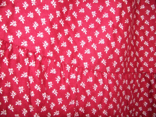 VINTAGE// Roter gemusterter Stufenrock (highwaist, midi) Boho