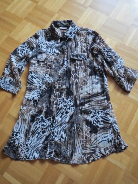 Longbluse,3/4Arm,braun-beige,Crashbluse