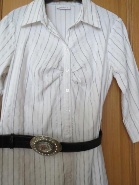 Longbluse,3/4Arm,gestreift,mit Gürtel