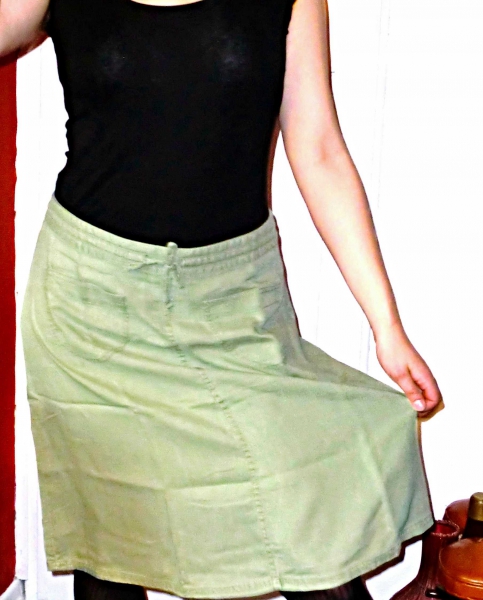 Chilliger hellgrüner A-Line Leinenrock 36-40