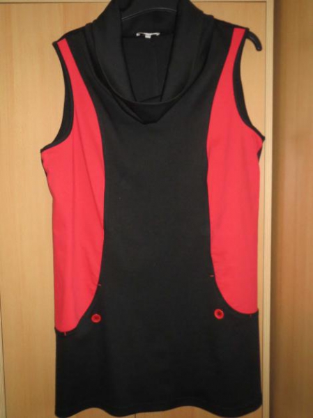 Kleid, Jersey-Shirtkleid, Gr.42, schwarz-rot