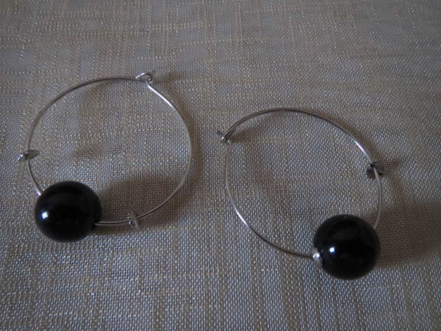 Ohrringe, schwarz-silber, Modeschmuck