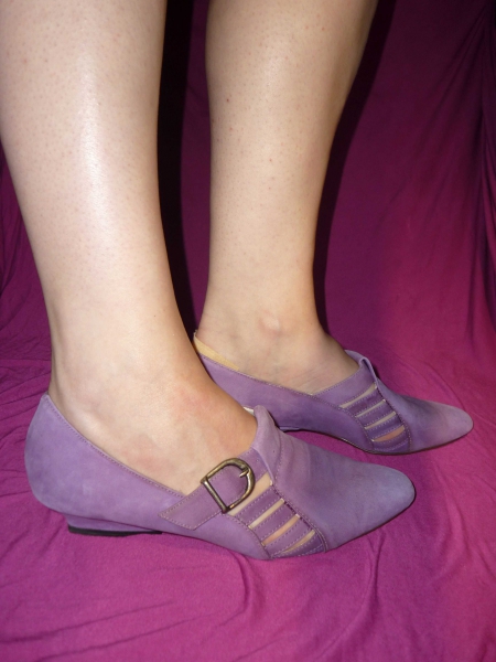 Spangenschuhe Größe 39 flieder Leder Vintage