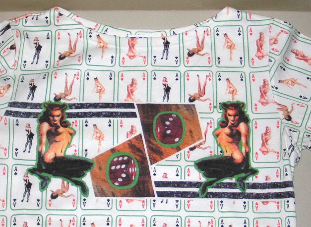 50s rockabella SHIRT pinup Gr.L spielkarten DRUCK Fashion Hero Annika