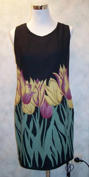 VINTAGE// Ärmelloses Kleid (gerade) gemustert mit Blumen Gr. 38/ 40