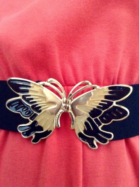 vintage gürtel 80/90er schmetterling klammer gummi