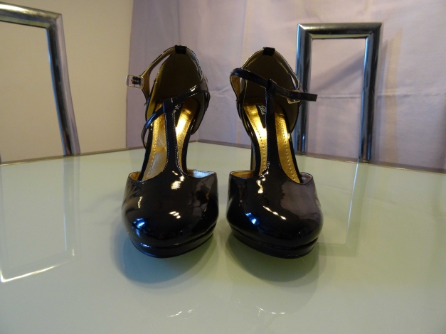 BLINK Stiletto-Pumps, High Heels, T-Strap, schwarz lack, Größe:41