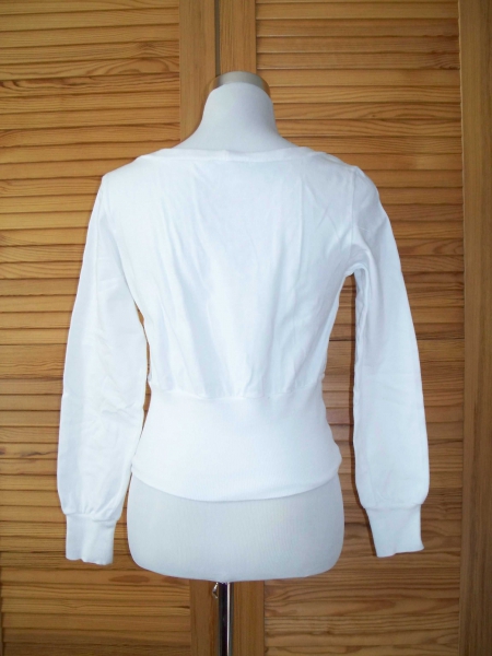 MELROSE// Weißes Langarm-Shirt mit breitem Bund Gr. 36/ 38