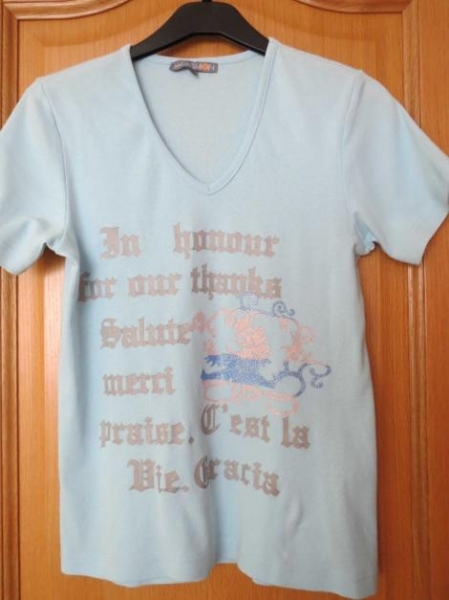 T-Shirt,Kurzarm,V-Ausschnitt,blau