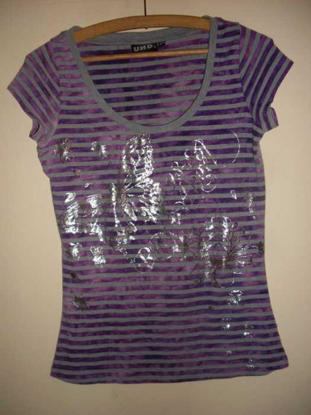 lila/graues streifenshirt