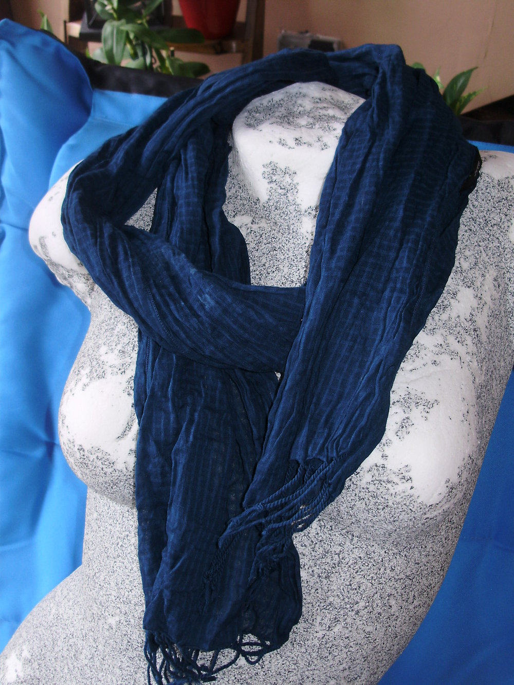 zero Schal weich petrol grün zartes Karomuster Ton-in-Ton