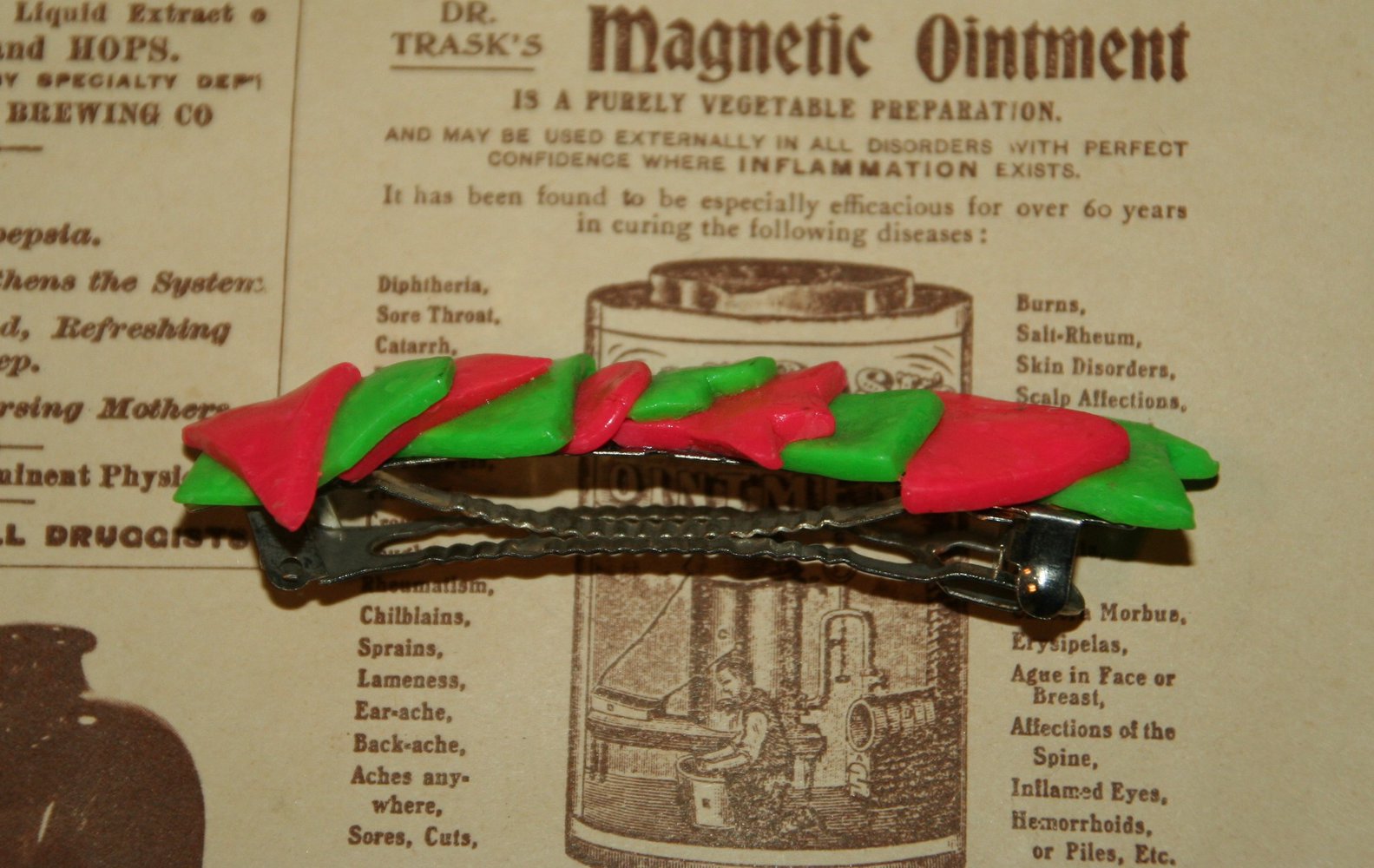 Haarspange Neon pink grün