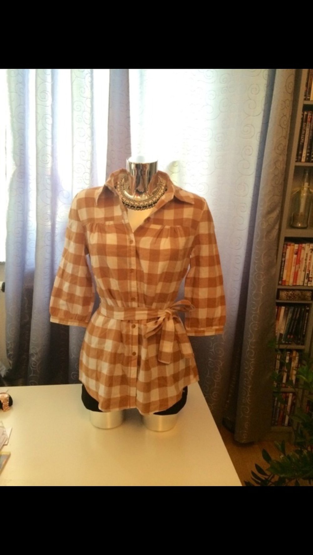 Flanell Holzfällerhemd Beige Braun weiß Gr. S neuwertig