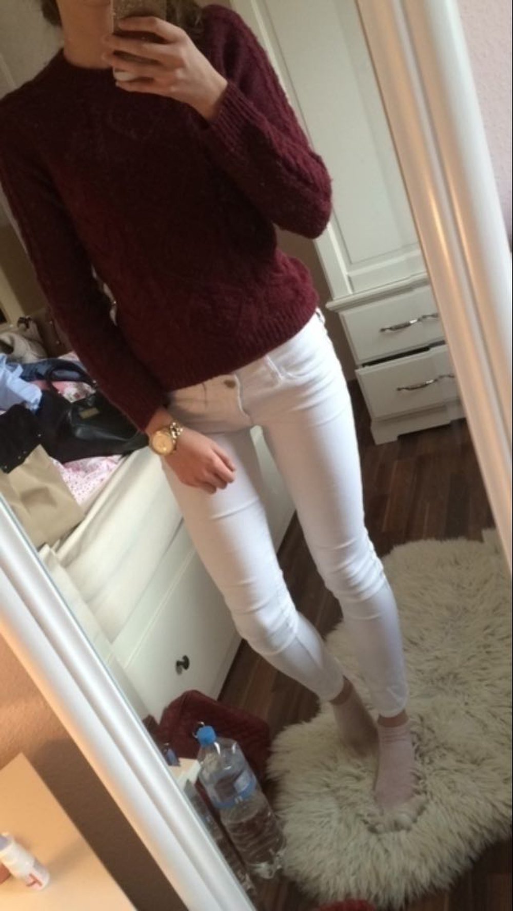 Pullover weinrot Strickmuster