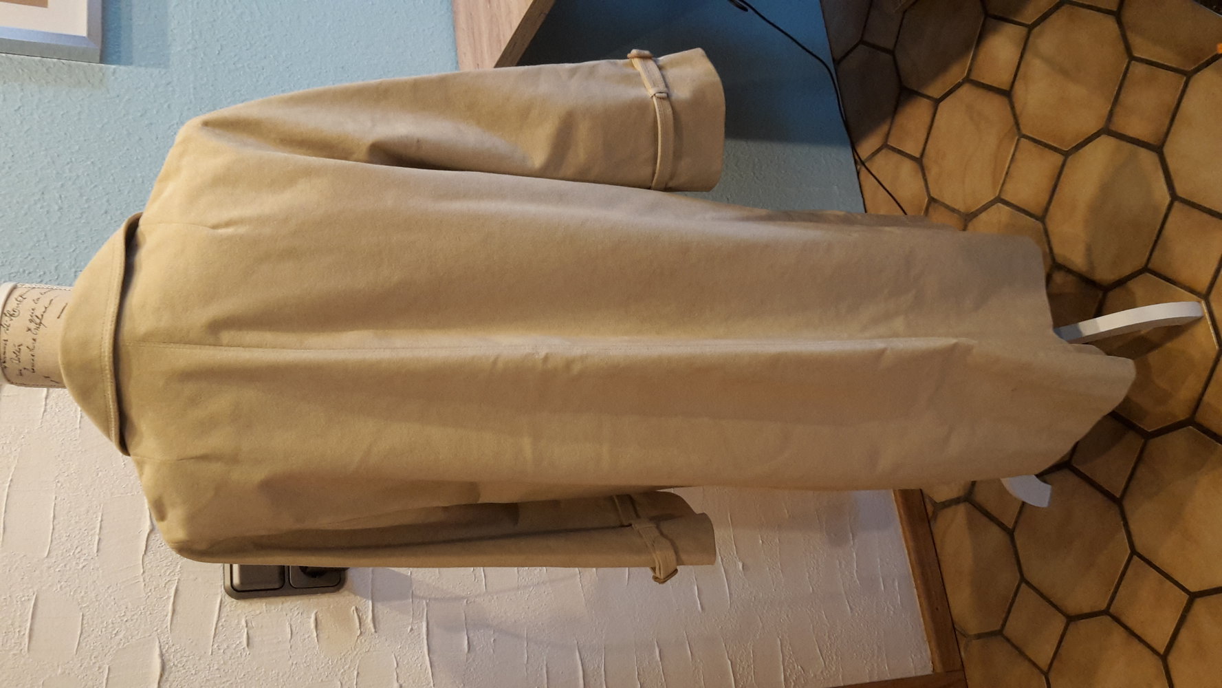 beige, nude, heller Mantel Gr. L, Alcantara. chic Barison`s