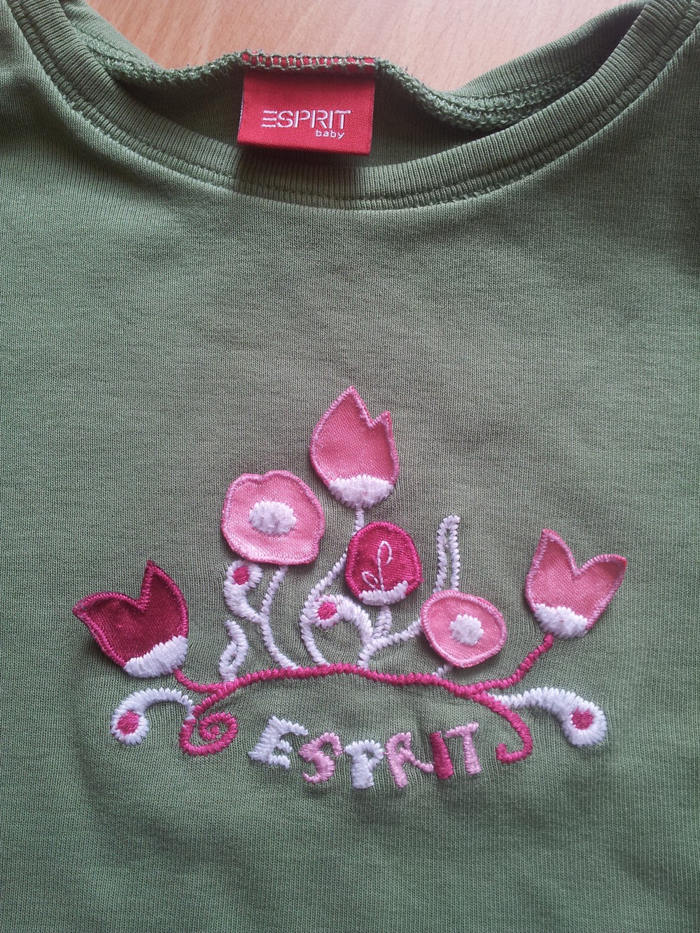  Pullover Esprit Gr. 86 dunkelgrün khaki Trompetenärmel 