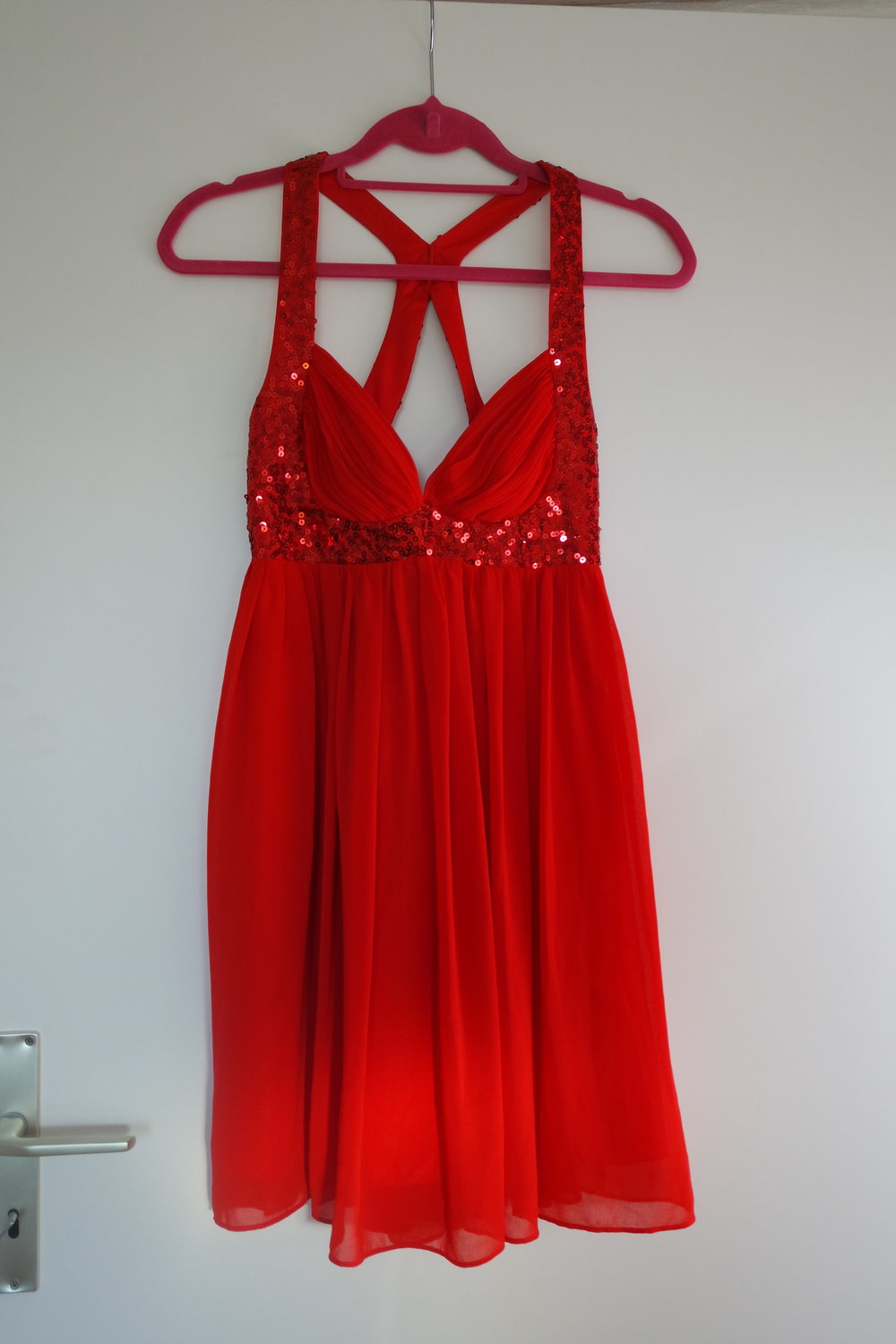 Cocktailkleid Glitzer Rot Pailletten Gr. 10 - 36 Lipsy London 