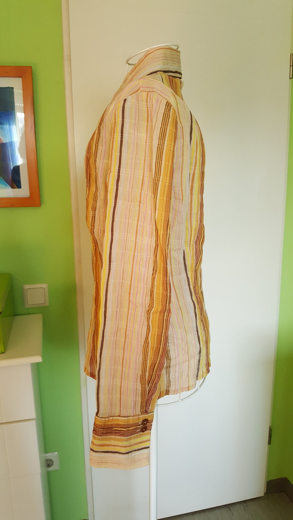 54.  Bluse mit Längststreifen in Herbstfarben von Heine, Gr. 36-38