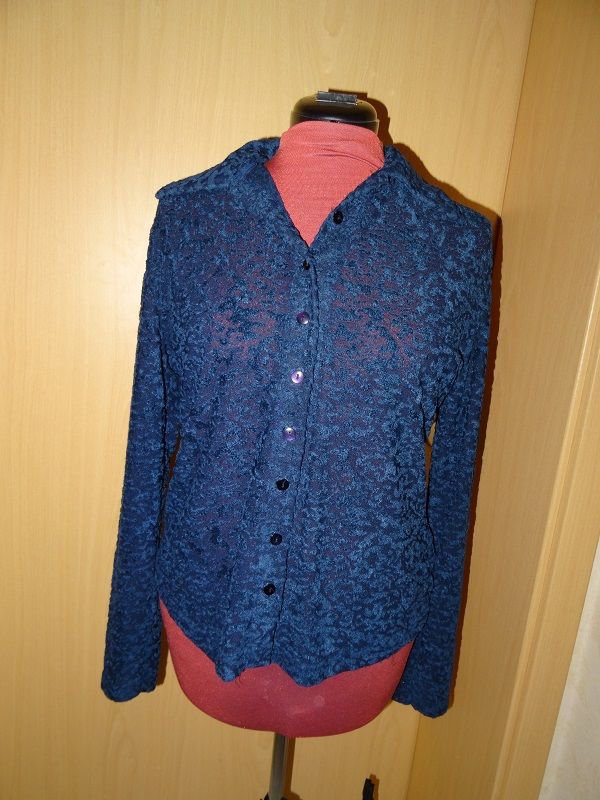 Bluse blau leicht durchsichtig Gr. L / 40 / 42