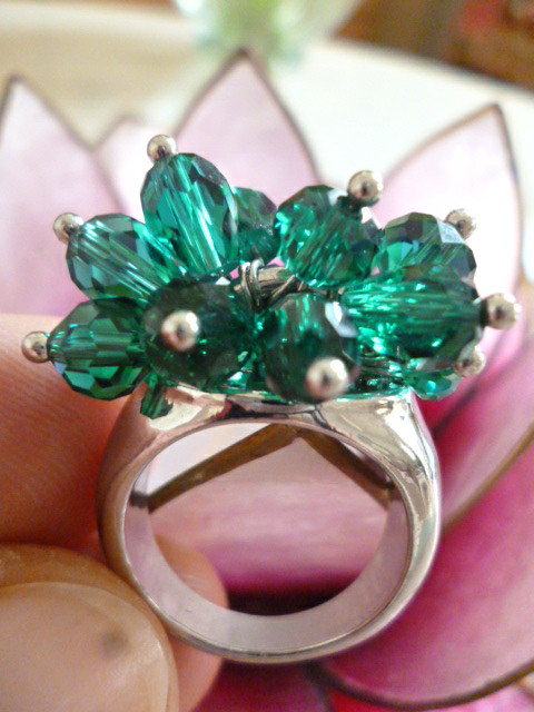 Grüner Kristall Ring S/M