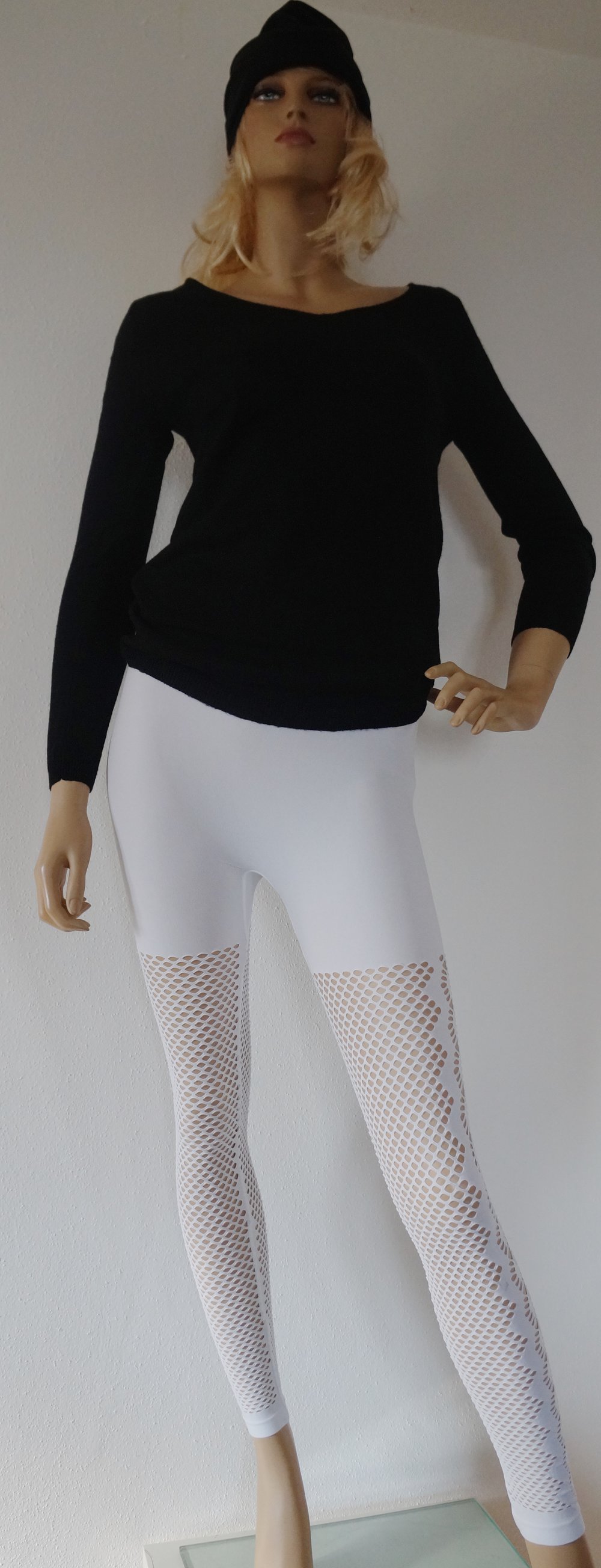 Leggings in weiß mit muster - one size