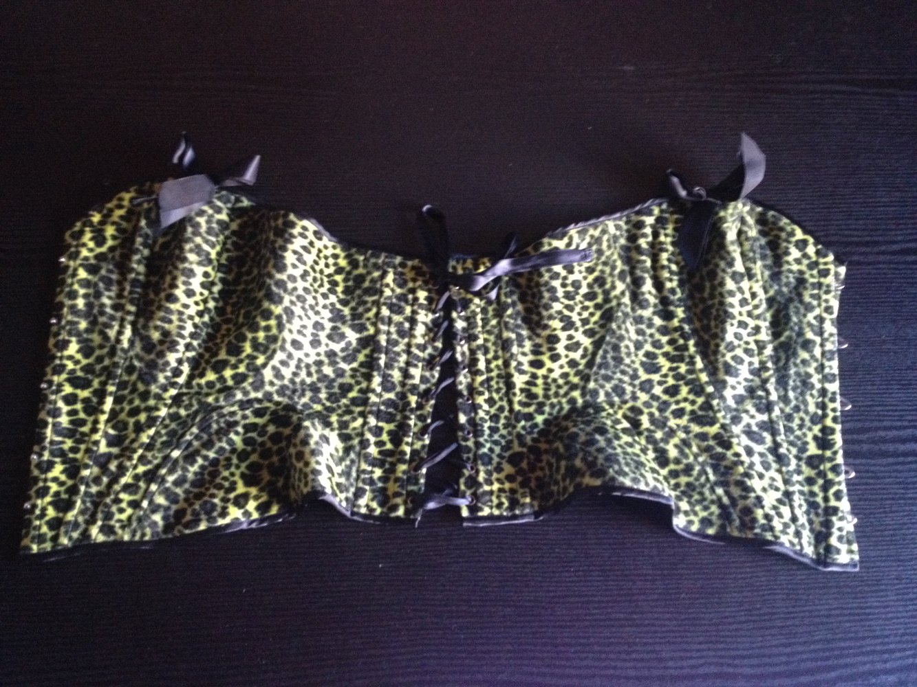 Hell Bunny Hellbunny Punk Gothic Rockabilly Psychobilly Corsage Korsett Leo Leopard acid green Grün Giftgrün