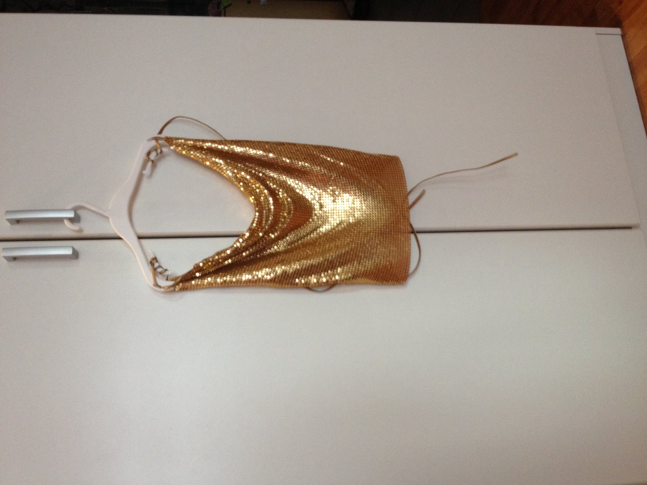 Sexy Wasserfalltop zum Binden Gold/ Silber rückenfrei