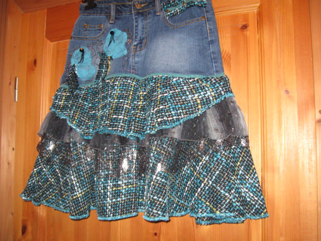 *** Neu ~ Jeans ~ Rock ~ Materialmix ~ Gürtel ***