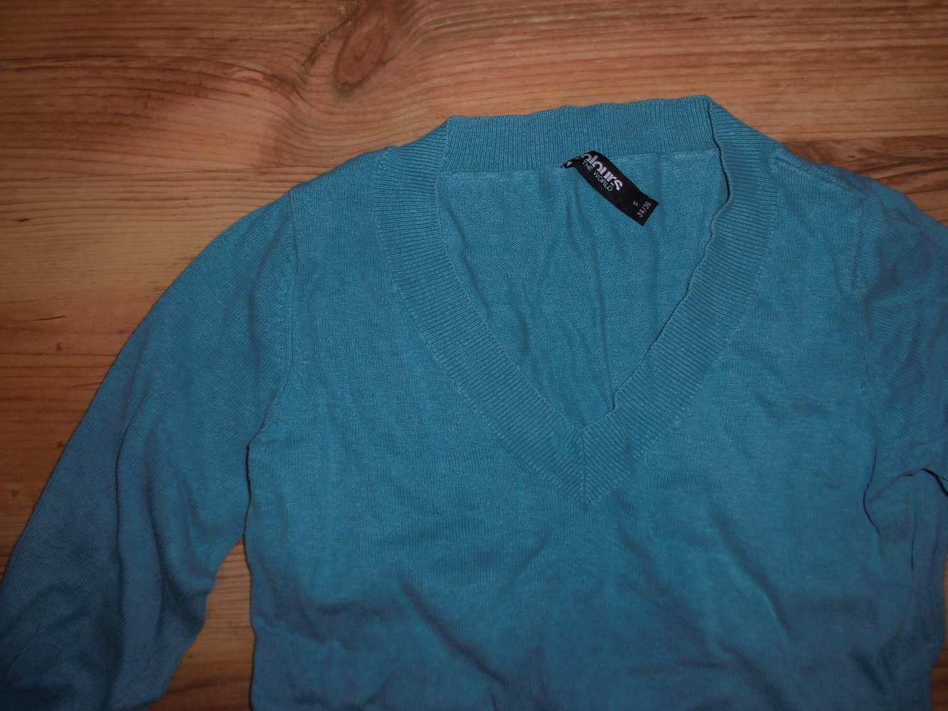 Türkisfarbener Pullover/Longsleeve - Größe S 34/36 - guter Zustand!