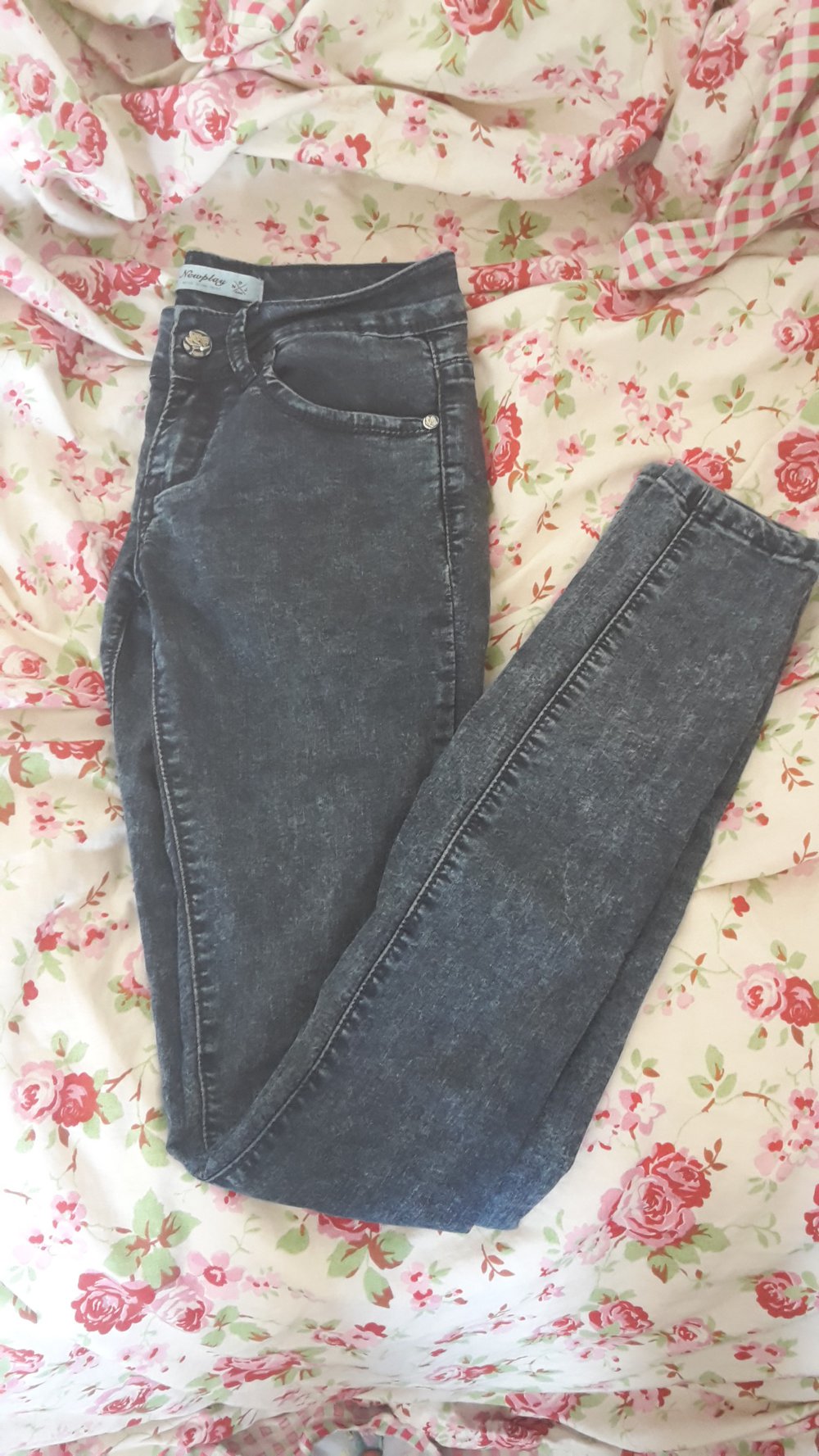 Dunkelblau Mellierte Jeans