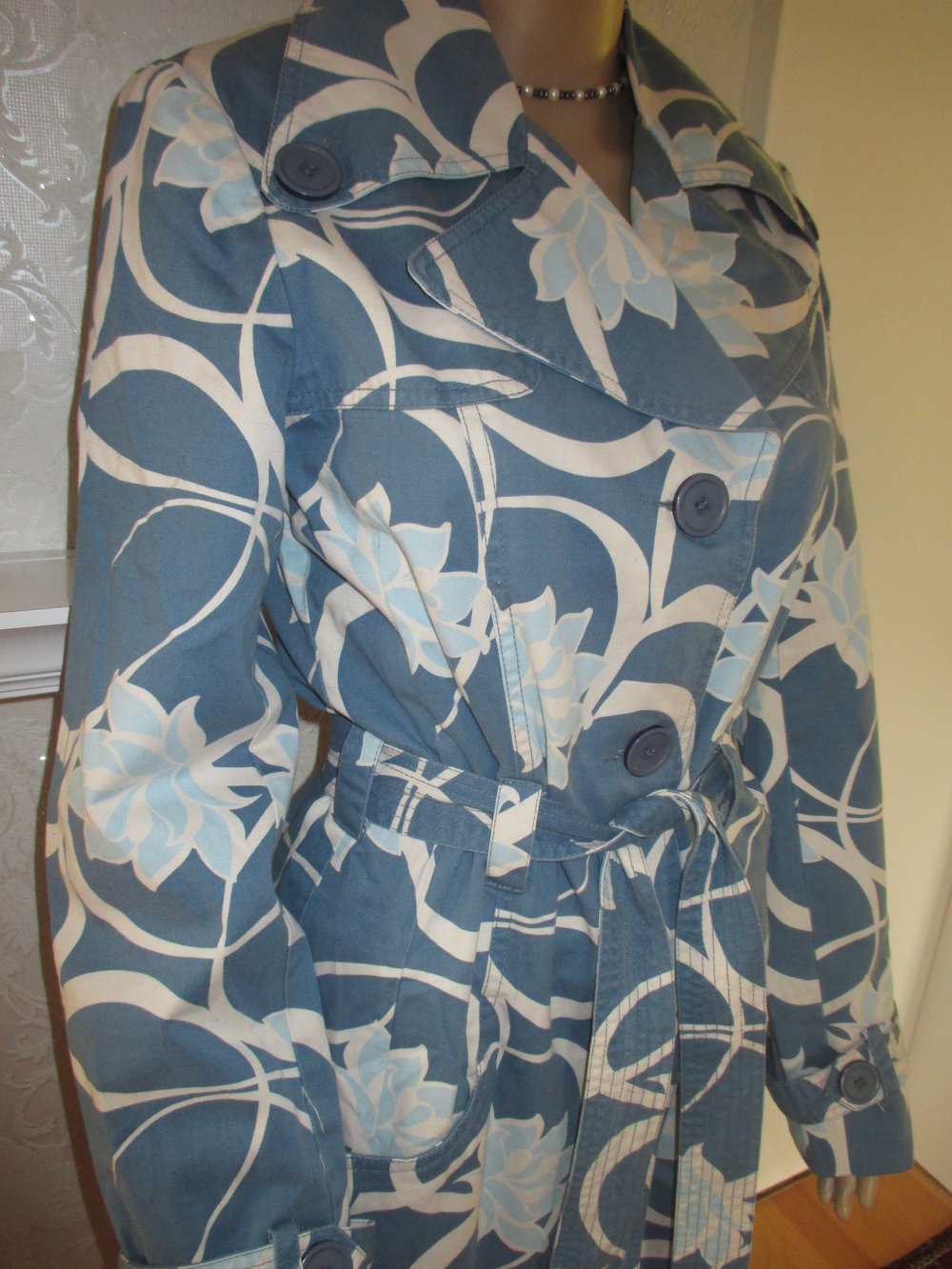 NEU Retro Blüten Blumen Flower- Power Trench Coat Mantel 