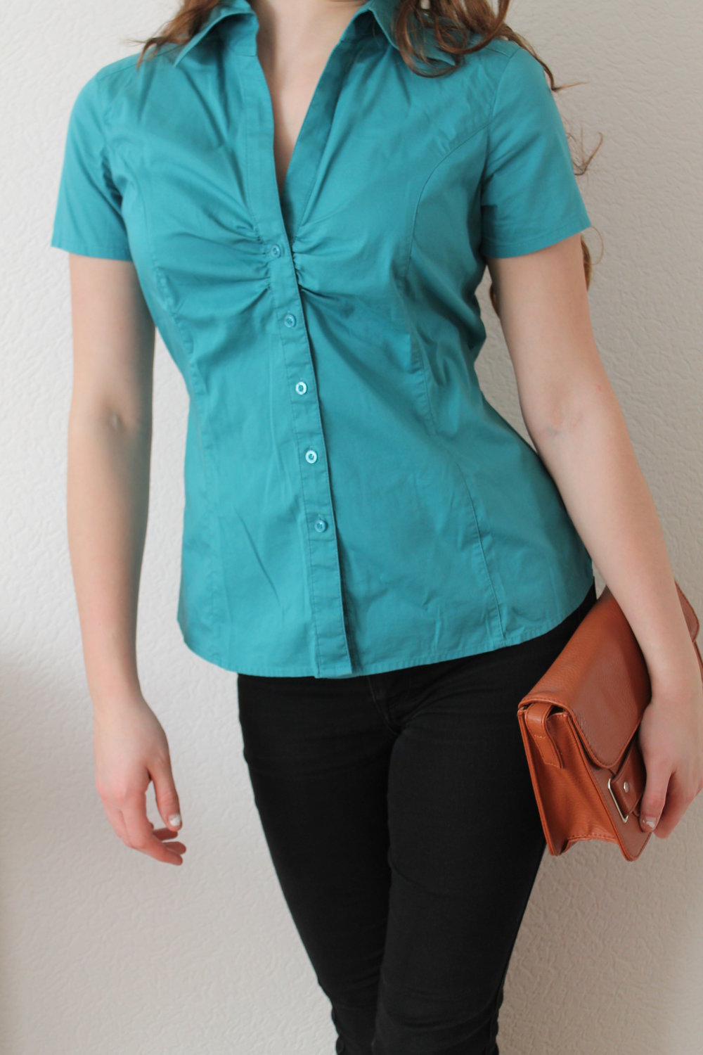 Blaue/Türkise Kurzarmbluse von Esprit