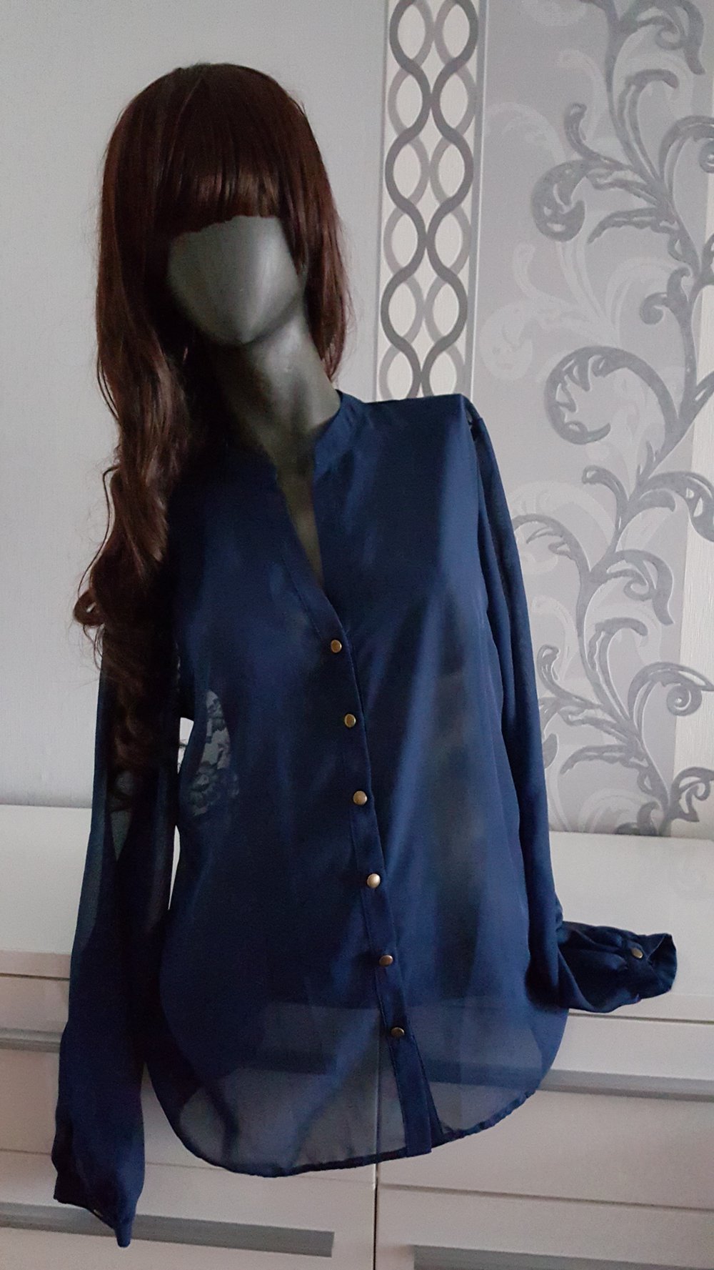 Bluse Jäckchen mit Spitzen L / XL 40 / 42 Blau