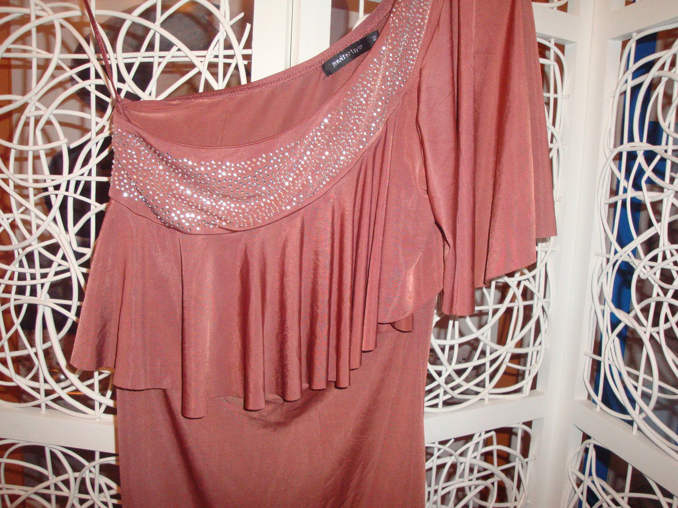 Partykleid braun glitzer one-shoulder