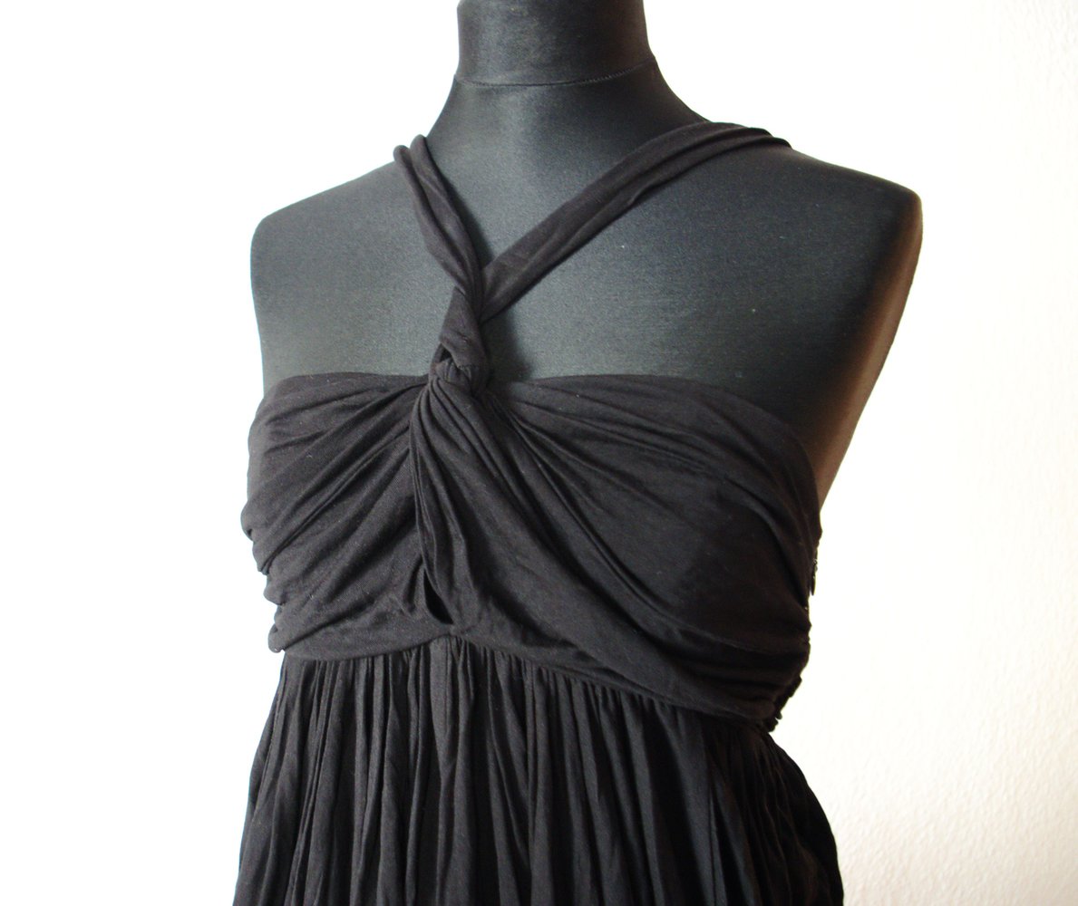 Postapokalyptisches All Saints Longtop Gr. 40 38 M drapiert Cutout Technobarbie Minikleid