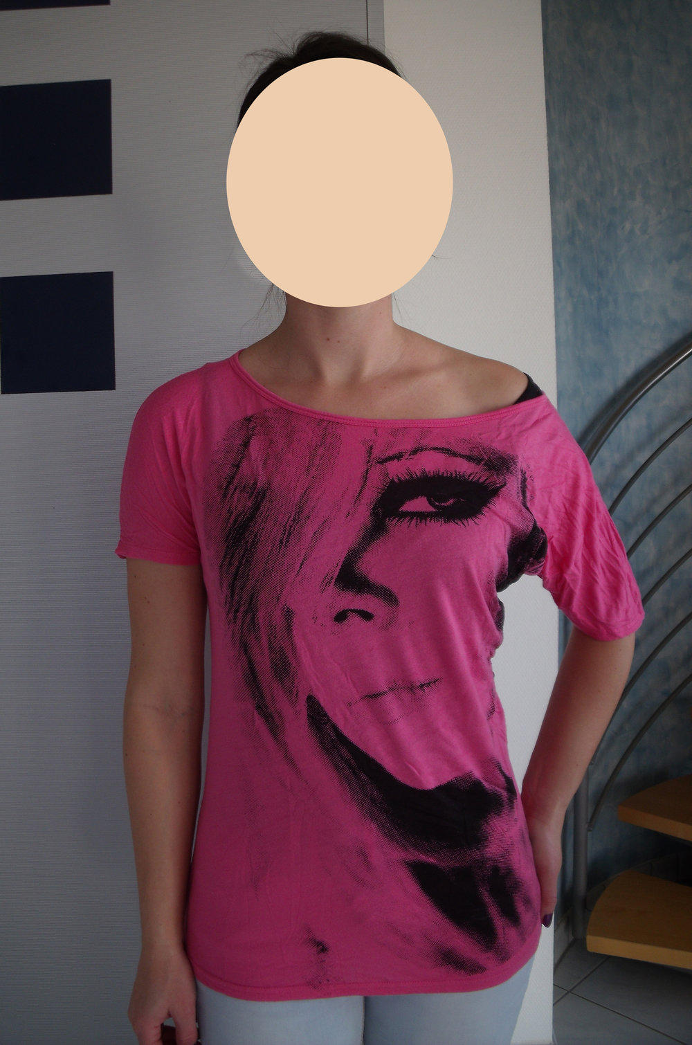 Top, Shirt, weiter Ausschnitt, Gesicht, rosa, pink