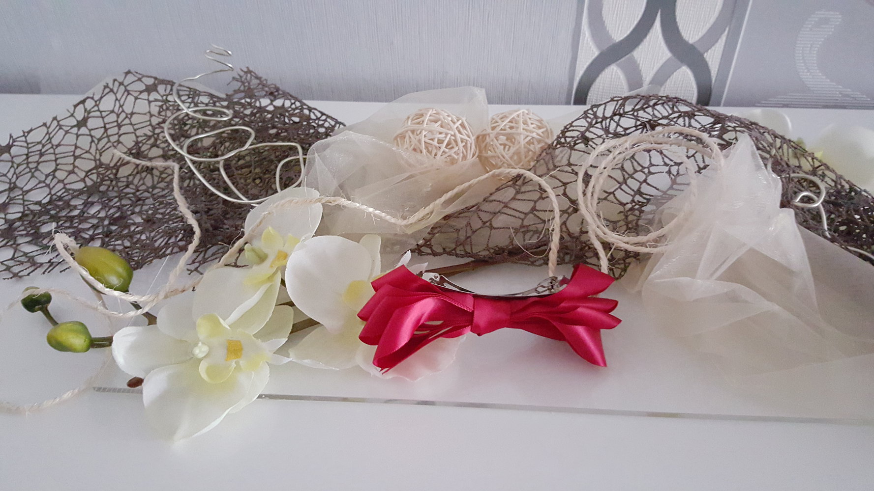 Lolita Cosplay Accessoire Schleife Rot Haarschmuck Uni 