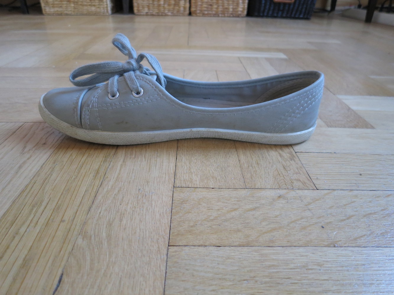 Hellgraue offene Sneaker/ Halbschuhe/ Ballerinas, Gr. 38