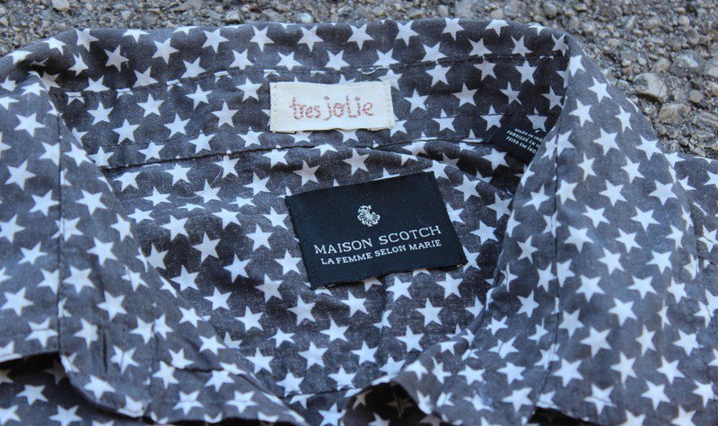 graue Bluse mit weißen Sternen, Maison Scotch, ca. Größe 42