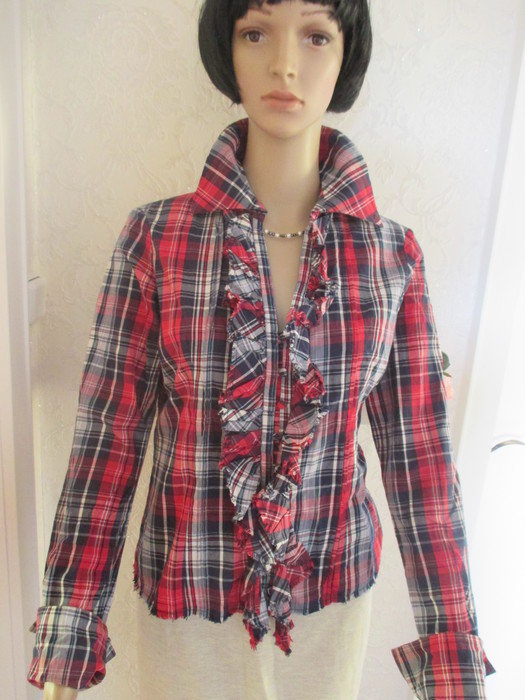 NEU Romantik Piraten Western- Style Karo Volant Bluse 