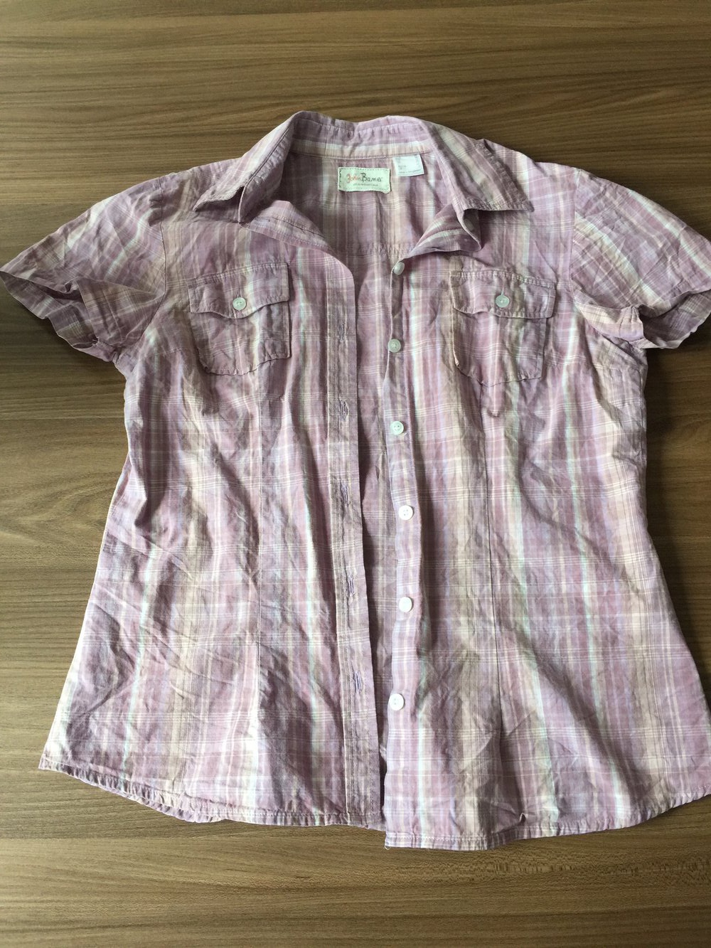 Karierte Kurzarm-Bluse