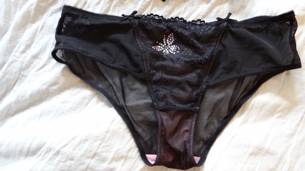 schwarz-rosa Corsage plus passendem Slip von C&A, 85B/40