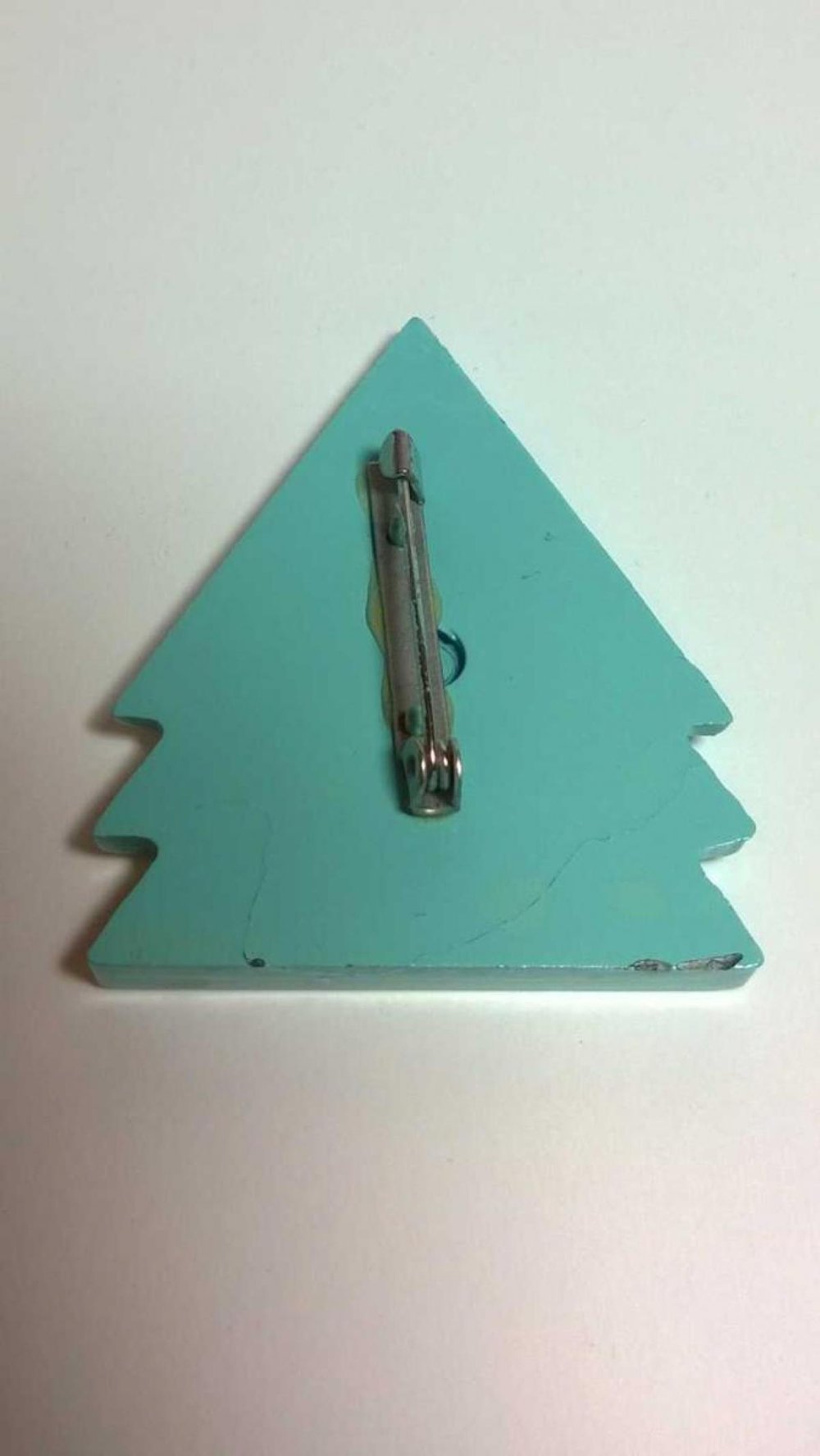 Geometrische Brosche Vintage 80er Türkis