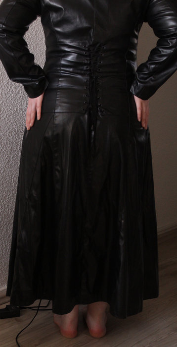 Leder Mantel mit Korsagen Schnürung