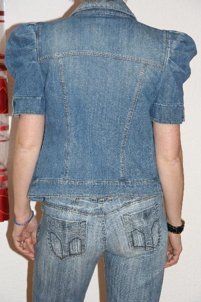 Jeansjacke Damen Hipster Blogger Trend Puffärmel Gr.38/40