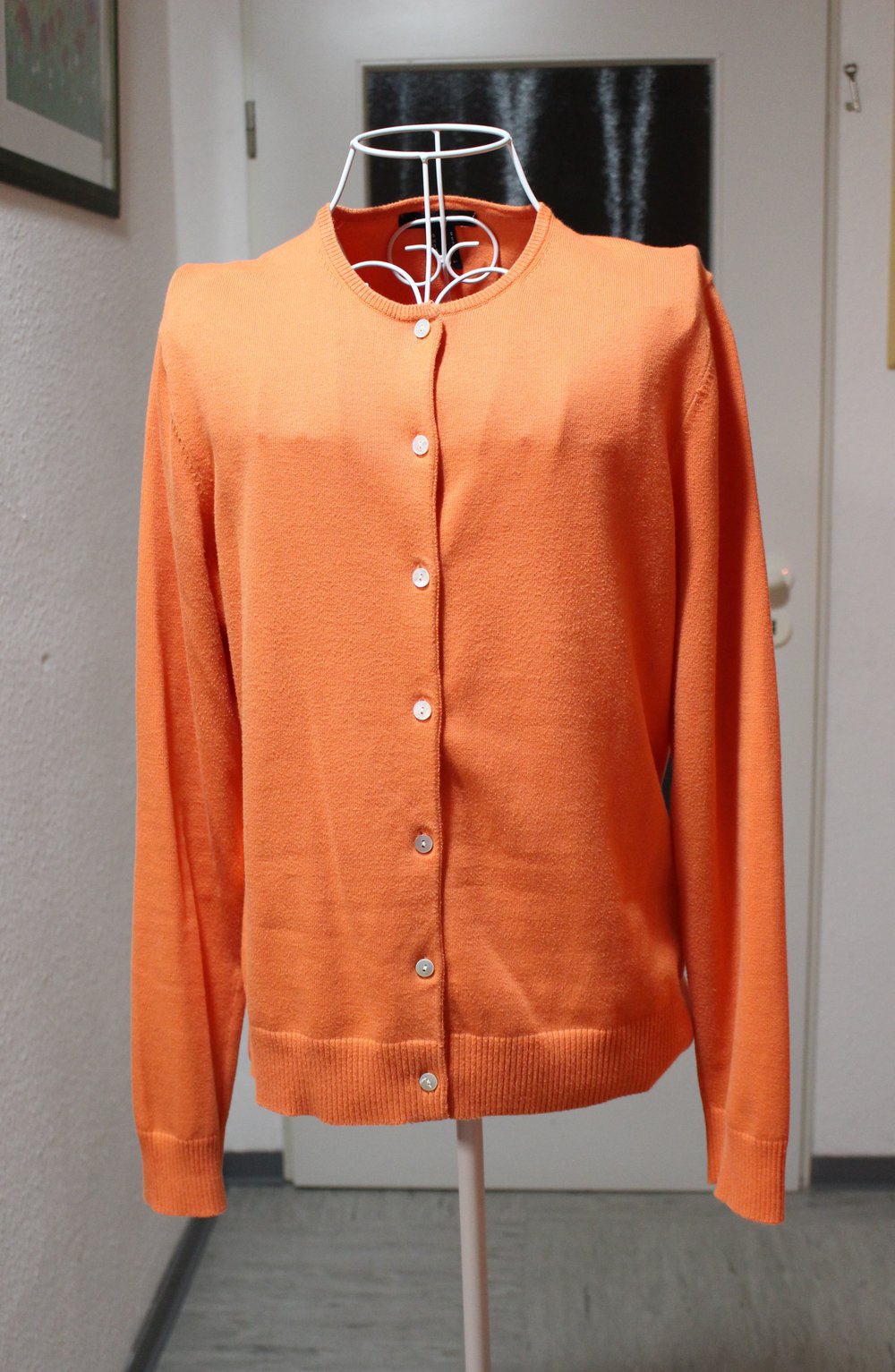 123. Cardigan von Lands End, feinstrick, lachsfarben, Gr. 38/S