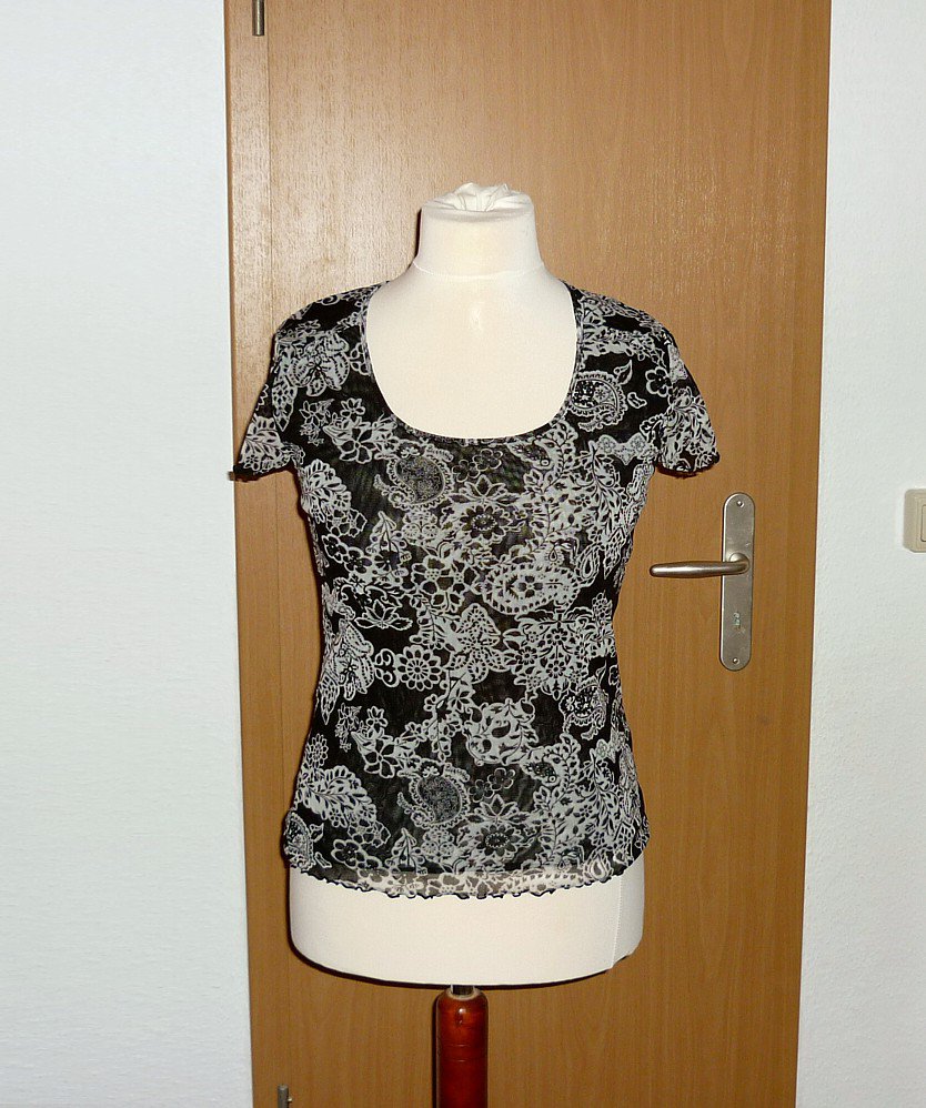 Ethno Shirt schwarz weiß Paisley Muster T-Shirt kurzarm gothic goa