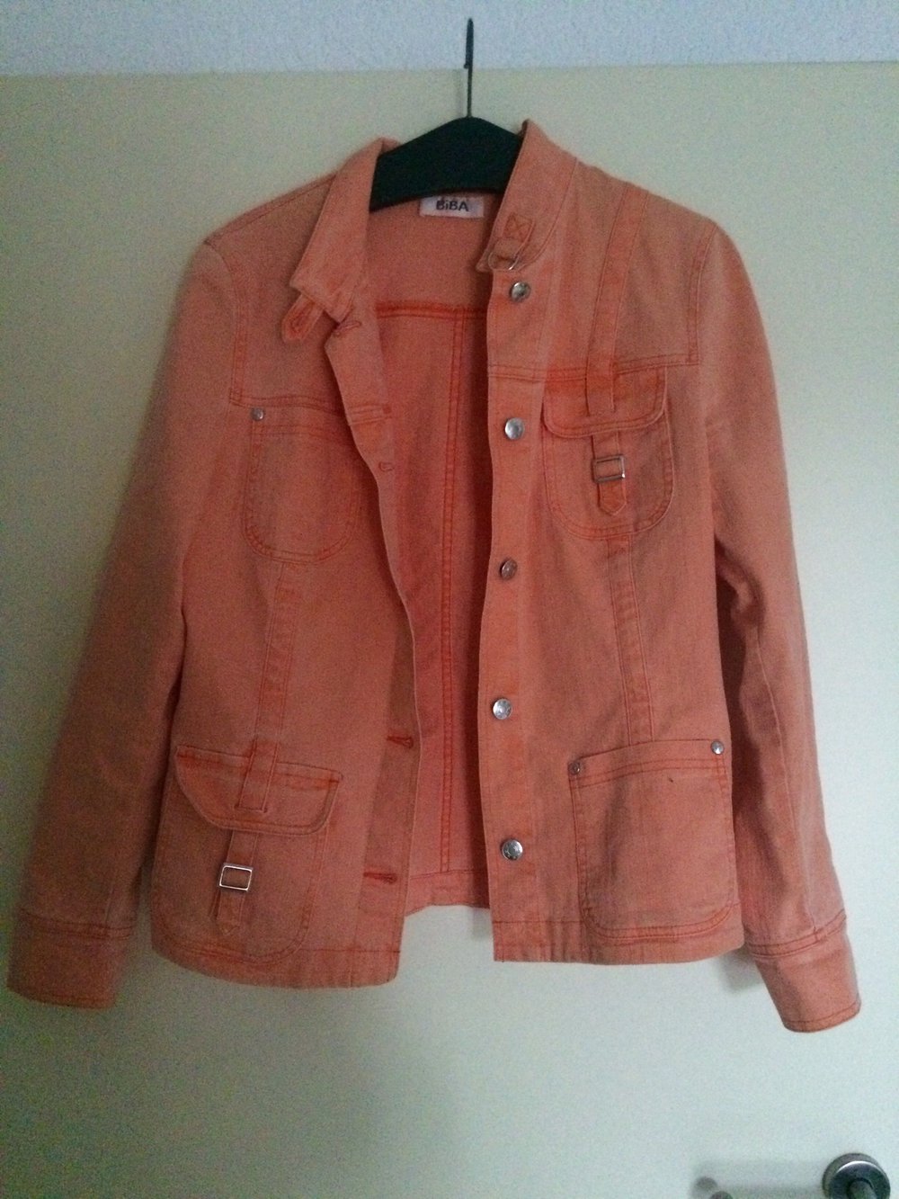 Pastell orangene BIBA Jacke im Jeans-Look